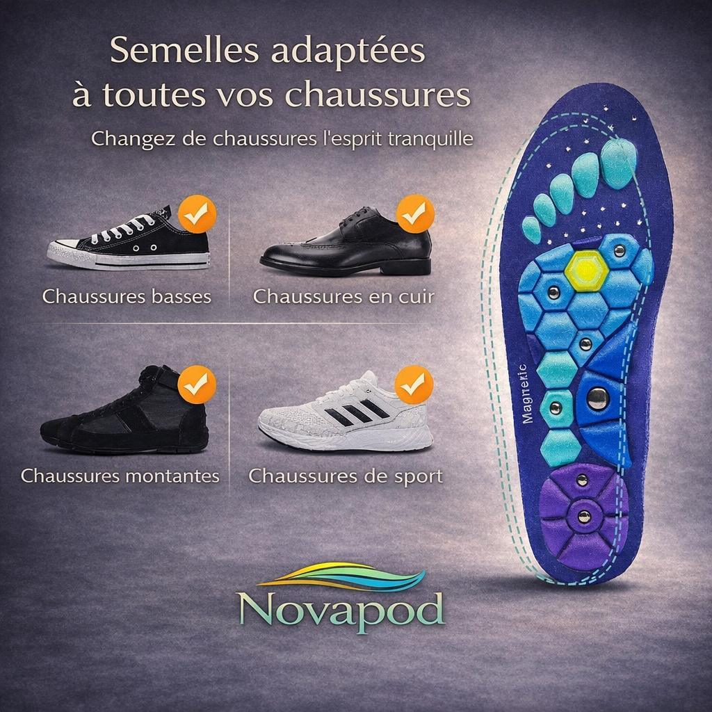 OrthoMag Confort Plus, semelles orthopédiques en EVA avec acupression magnétique, conçues pour stimuler les zones réflexes du pied