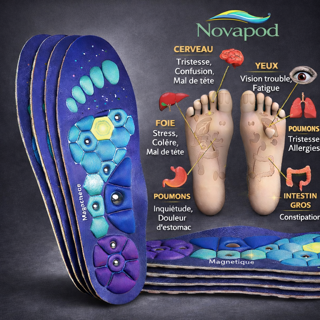 OrthoMag Confort Plus, semelles orthopédiques en EVA avec acupression magnétique, conçues pour stimuler les zones réflexes du pied
